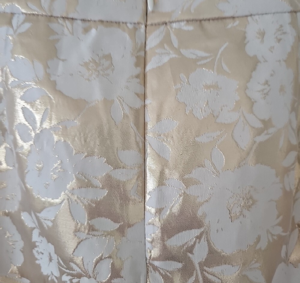 J. Crew Factory Metallic Floral Jacquard A-Line Skirt Size 10 in Ivory and Gold - Picture 10 of 14